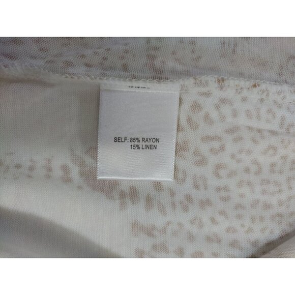 Jane + Delancey Womens Beige Top With Leopard Print Pattern, rayon and linen. - Picture 4 of 8